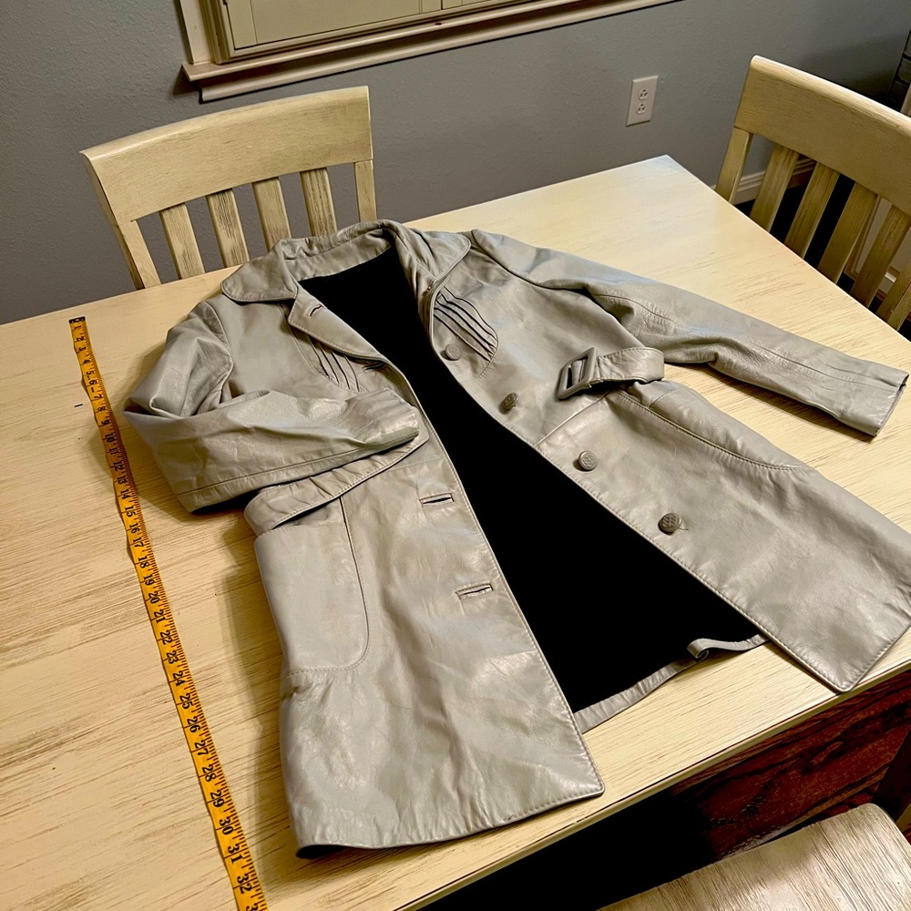 Jorges Furs women’s bluegrey leather trenchcoat, small/fits like a 4/6 - Vintage